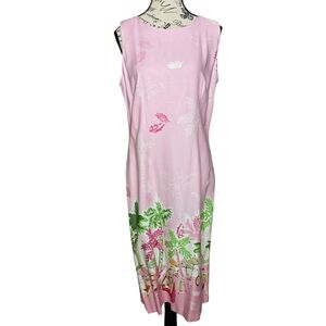 NWOT Wearable Art Pink Sleeveless Midi Novelty Dress 10